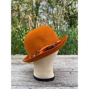 Vintage 1960s Wool Felt Bucket Hat Beaded Band Mr Johns Classic